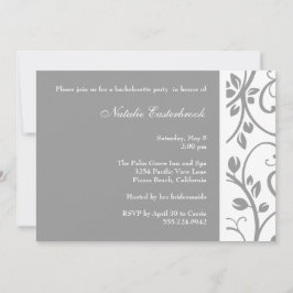 Silver Floral Vine Bachelorette Party Invitation Kaart