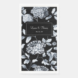 Silver Floral Vine Wedding Black & White Servet