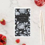 Silver  Floral Vine Wedding Black & White Servet (Insitu)