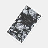 Silver  Floral Vine Wedding Black & White Servet (Hoek)