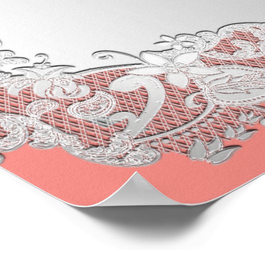 Silver Floral Wedding Seating Chart 24x36 Poster (Hoek)