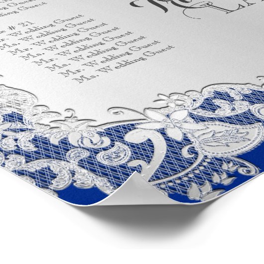 Silver Floral Wedding Seating Chart Poster (Hoek)