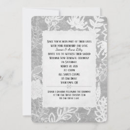 Silver Floral Wedding Vow Renewal Kaart