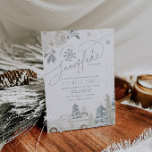 Silver Floral Winter Snowflake Baby shower Kaart