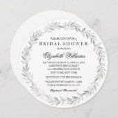 Silver Floral Wreath Vrijgezellenfeest Uitnodigen Kaart (Voorkant / Achterkant)