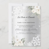 Silver Florals Invitación Bodas de Diamante Kaart (Voorkant)
