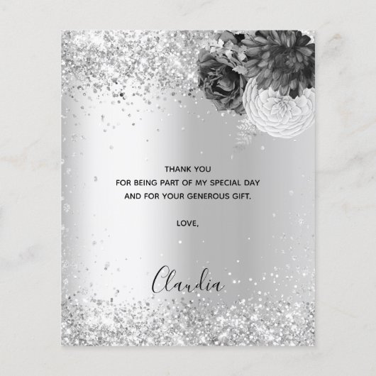 Silver Florals sparlement budget dank je kaart (Achterkant)