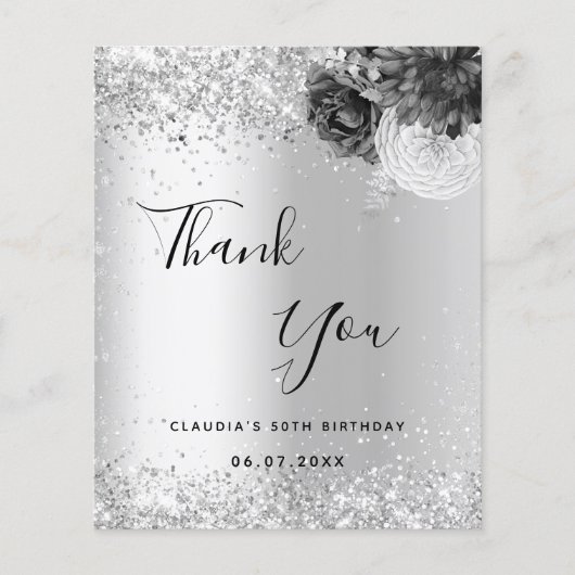 Silver Florals sparlement budget dank je kaart (Voorkant)