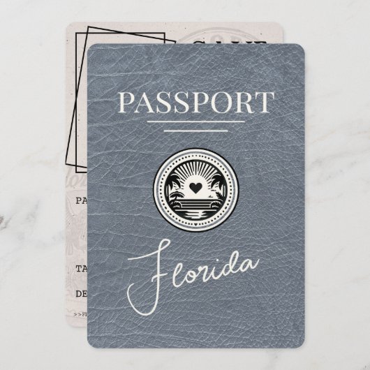 Silver Florida Passport Bewaar de datum Save The Date (Voorkant / Achterkant)