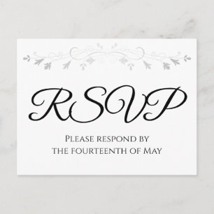 Silver Flourish Elegant Bruiloft RSVP Briefkaart
