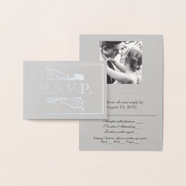   Silver Flourish Gray RSVP Folie Kaart