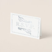   Silver Flourish Gray RSVP Folie Kaart (Voorkant)