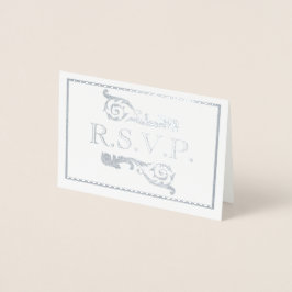   Silver Flourish Gray RSVP Folie Kaart