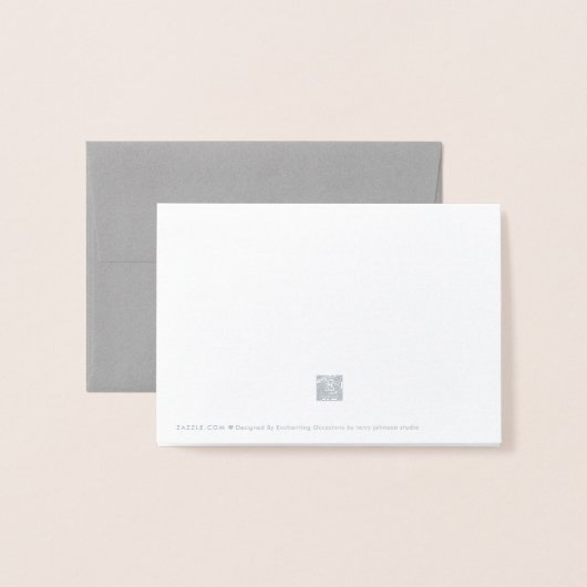 Silver Flourish Gray RSVP Folie Kaart (Met envelop)