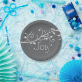Silver Flourish Joy kerstparty Papieren Bordje (Feest)