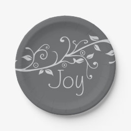 Silver Flourish Joy kerstparty Papieren Bordje