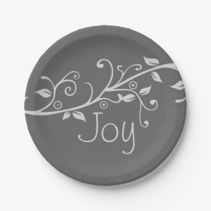 Silver Flourish Joy kerstparty Papieren Bordje