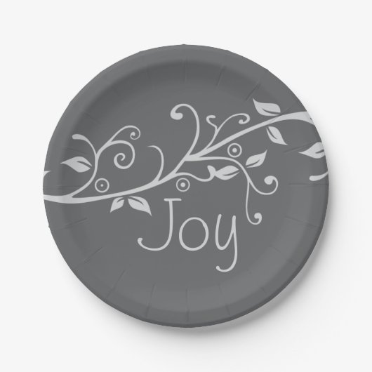Silver Flourish Joy kerstparty Papieren Bordje (Voorkant)