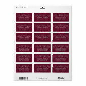  Silver Flourish Maroon Return-adres Etiket (Full Sheet)