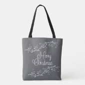 Silver Flourish Merry Kerstmis Tote Bag (Achterkant)