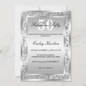 Silver Flourish Pattern Fabulous Fifty Kaart (Voorkant)
