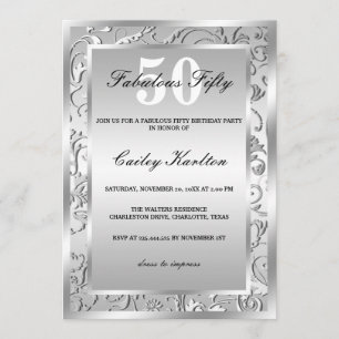 Silver Flourish  Pattern Fabulous Fifty Kaart