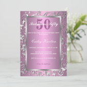 Silver Flourish  Pattern roze Fabulous 50 Kaart (Staand voorkant)