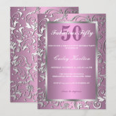 Silver Flourish  Pattern roze Fabulous 50 Kaart (Voorkant / Achterkant)