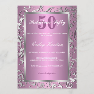Silver Flourish  Pattern roze Fabulous 50 Kaart