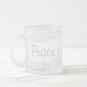 Silver Flourish Peace Joy Love Kerstmis Matglas Koffiemok