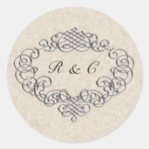 Silver Flourish Wedding Envelope-zegels
