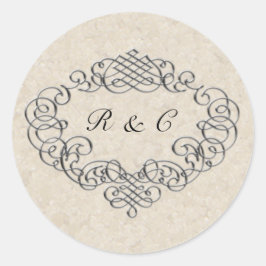 Silver Flourish Wedding Envelope-zegels Ronde Sticker