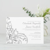 Silver Flourish Wedding Invitations Kaart (Staand voorkant)
