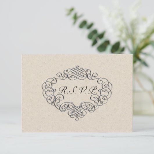 Silver Flourish Wedding RSVP (Staand voorkant)