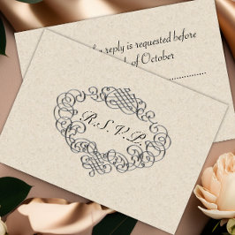 Silver Flourish Wedding RSVP Kaartje