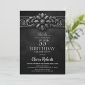 Silver Flower Black Surprise 55th Birthday Party Kaart (Staand voorkant)