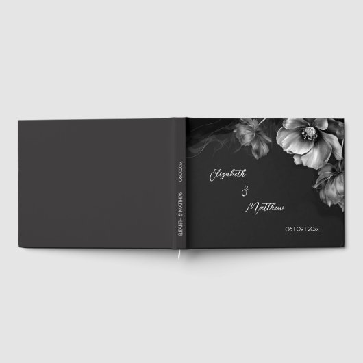 Silver Flower Black | Wedding Gastenboek (Volledig)