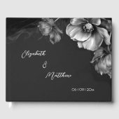 Silver Flower Black | Wedding Gastenboek (Voorkant)