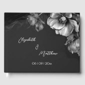 Silver Flower Black | Wedding Gastenboek (Voorkant)