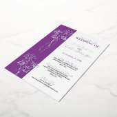 Silver Flower Paars Photo Wedding Folie Invitation Folie Uitnodiging (Gedraaid)