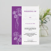 Silver Flower Paars Photo Wedding Folie Invitation Folie Uitnodiging (Staand Voorkant)