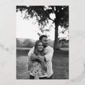 Silver Flower Paars Photo Wedding Folie Invitation Folie Uitnodiging (Achterkant)