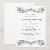 Silver Flower Scroll 25th Silver Jubileum Party Kaart (Voorkant / Achterkant)