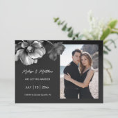 Silver Flowers Black Wedding Save The Date (Staand voorkant)