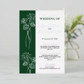 Silver Flowers Green Photo Wedding Folie Invitatio Folie Uitnodiging (Staand Voorkant)