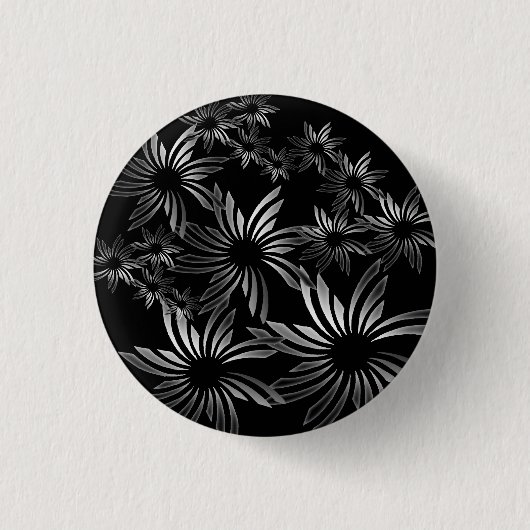 Silver Flowers Ronde Button 3,2 Cm (Voorkant)