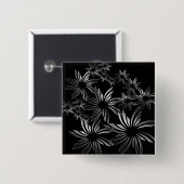 Silver Flowers Vierkante Button 5,1 Cm (Voorkant /achterkant)