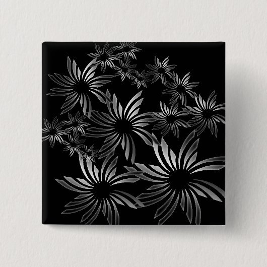 Silver Flowers Vierkante Button 5,1 Cm (Voorkant)