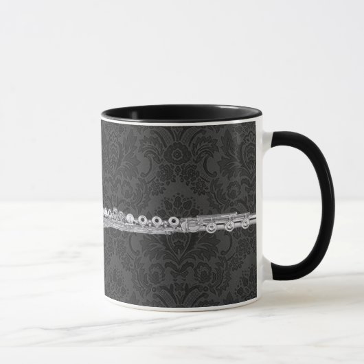 Silver Flute op Black Damask Mok (Rechts)