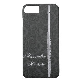 Silver Flute over Black Damask Effect  Case-Mate iPhone Case